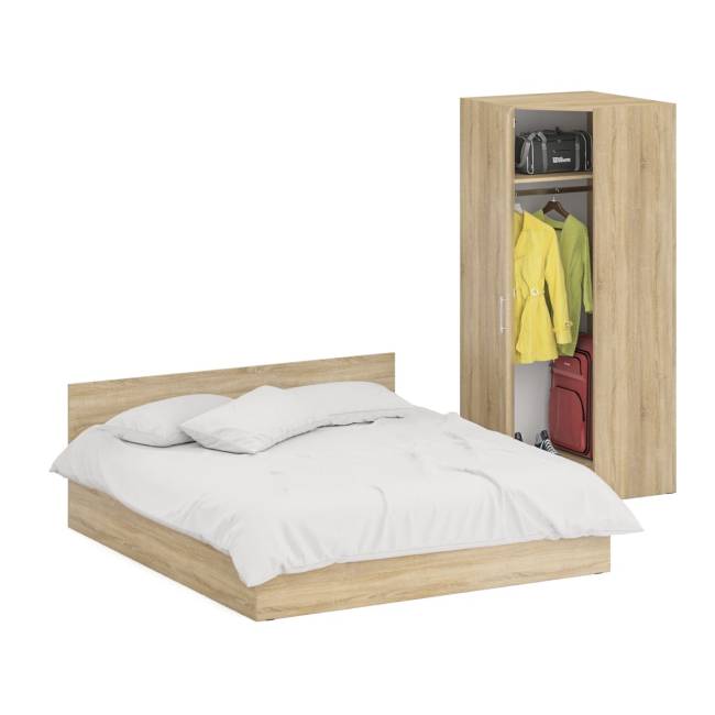 Кровать двуспальная 1800 с угловым шкафом Стандарт цвет дуб сонома Кровать двуспальная 1800 с угловым шкафом Стандарт цвет дуб сонома