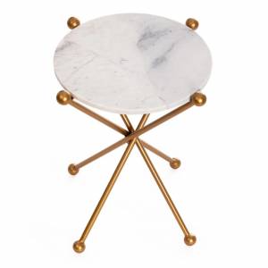 Столик кофейный Secret De Maison TRIXY ( mod. 19993 ) алюминиевый сплав/мрамор, 48*48*56 см, золотой/gold