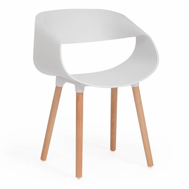 Стул QXX (mod. C1058-1) пластик/дерево, 60 х 53 х 81 см, White (Белый) 70029/ натуральный (Комплект из 4 шт.) White (Белый) 70029/ натуральный пластик/дерево