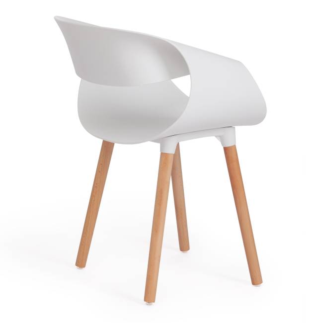 Стул QXX (mod. C1058-1) пластик/дерево, 60 х 53 х 81 см, White (Белый) 70029/ натуральный (Комплект из 4 шт.) белый пластик/дерево
