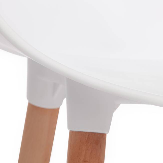 Стул QXX (mod. C1058-1) пластик/дерево, 60 х 53 х 81 см, White (Белый) 70029/ натуральный (Комплект из 4 шт.) белый пластик/дерево