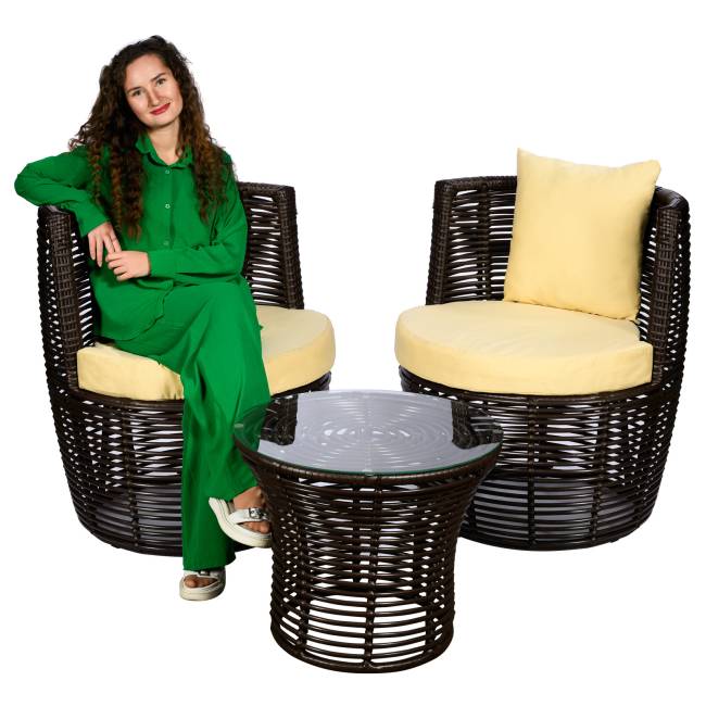 Комплект кофейный из искусственного ротанга ВАЗА, коричневый