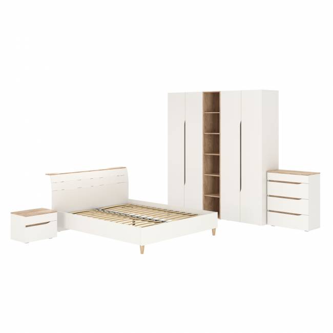 Мебель для спальни Муссон № 15 кровать на 1600 цвет белый/дуб эндгрейн элегантный, ортопед