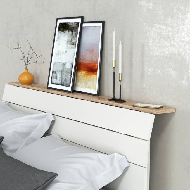 Мебель для спальни Муссон № 15 кровать на 1600 цвет белый/дуб эндгрейн элегантный, ортопед