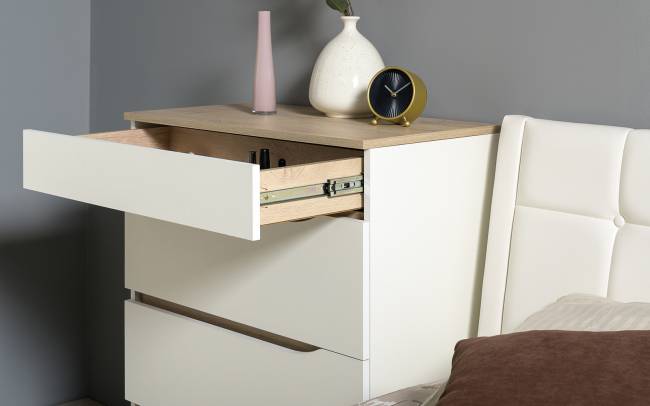 Мебель для спальни Муссон № 15 кровать на 1600 цвет белый/дуб эндгрейн элегантный, ортопед