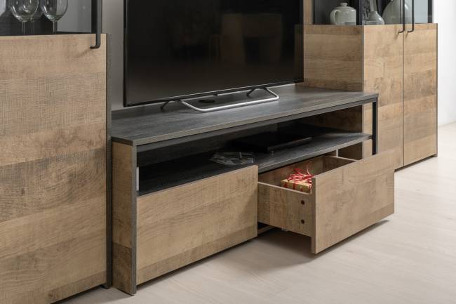 Мебель для гостиной в стиле лофт с подсветкой Трувор № 26 цвет дуб гранж песочный/интра