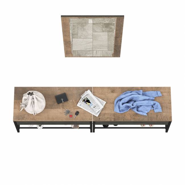 Две тумбы для обуви с сиденьем и зеркалом Трувор цвет дуб гранж песочный/интра