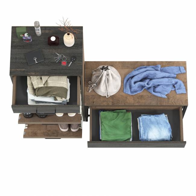 Высокая тумба для обуви с обувницей с сиденьем Трувор цвет дуб гранж песочный/интра