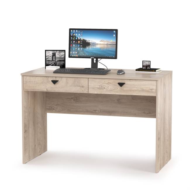 Столы с полками и большим стеллажом Бостон цвет дуб эндгрейн элегантный/фасады МДФ милк рикамо софт