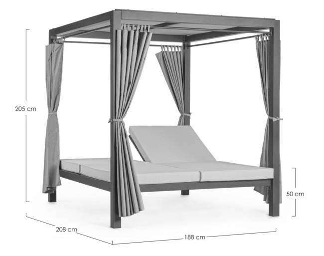 Шатер с лежаками Enigma антрацит, тортора 2080х1880х2050 мм Шатер с лежаками Enigma антрацит, тортора 2080х1880х2050 мм