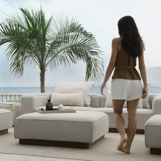 Диван модульный с подушками Don тик, бежевый 3650х1100х620 мм