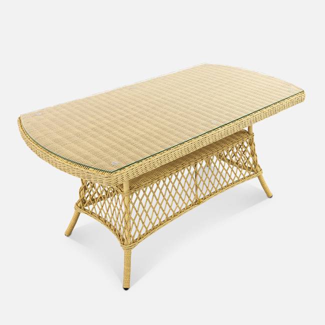 Стол Nova 1530х820 со скруглением СТ (с упаковкой) Индийское дерево, RAL 1014, CT.Прозрачное