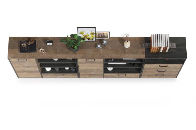 Два комода с ящиком и дверкой и комод с тремя ящиками Трувор цвет дуб гранж песочный/интра