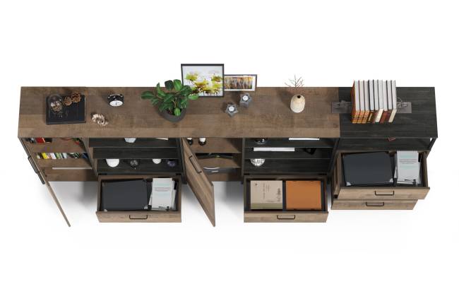 Два комода с ящиком и дверкой и комод с тремя ящиками Трувор цвет дуб гранж песочный/интра