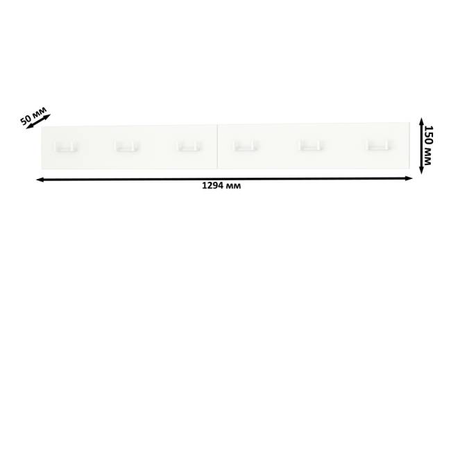 Вешалка Октава на шесть крючков цвет белый шагрень