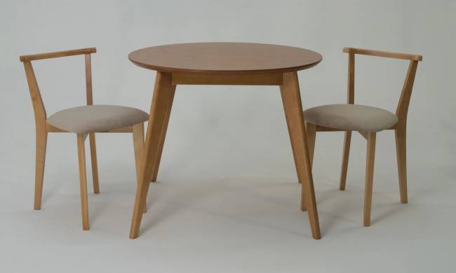 Стол Сканди К 90 натур со стульями Франк натур велюр бежевый Стол Сканди К 90 натур со стульями Франк натур велюр бежевый