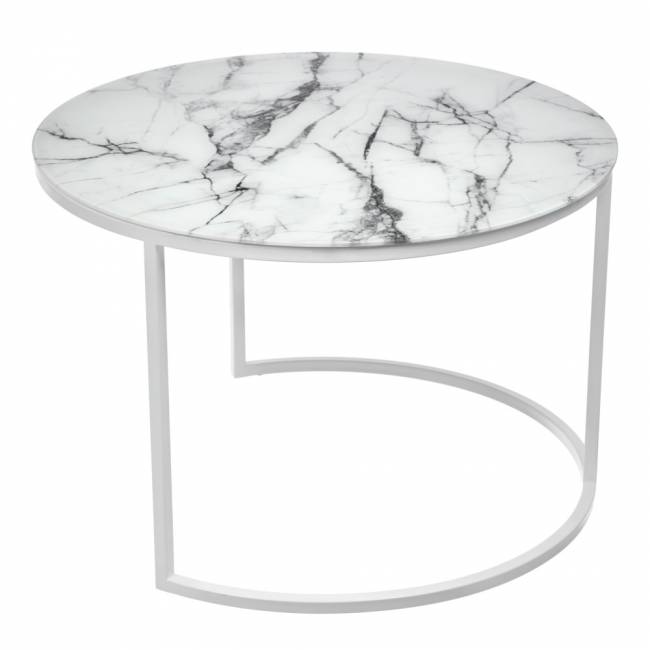 Набор кофейных столиков Tango белый мрамор с белыми ножками Набор кофейных столиков Tango белый мрамор с белыми ножками