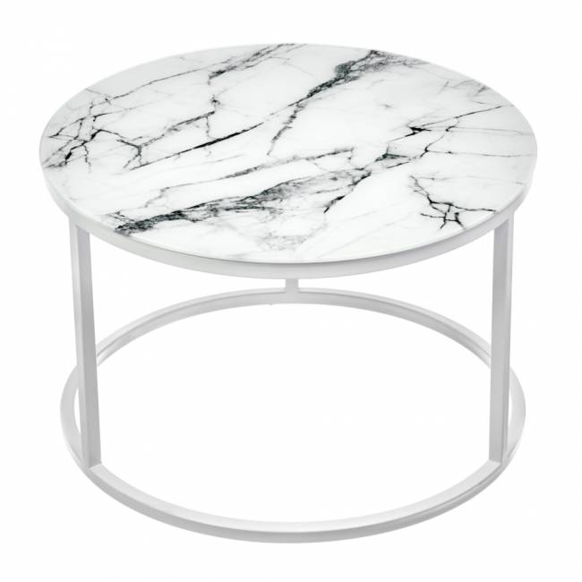 Набор кофейных столиков Tango белый мрамор с белыми ножками Набор кофейных столиков Tango белый мрамор с белыми ножками