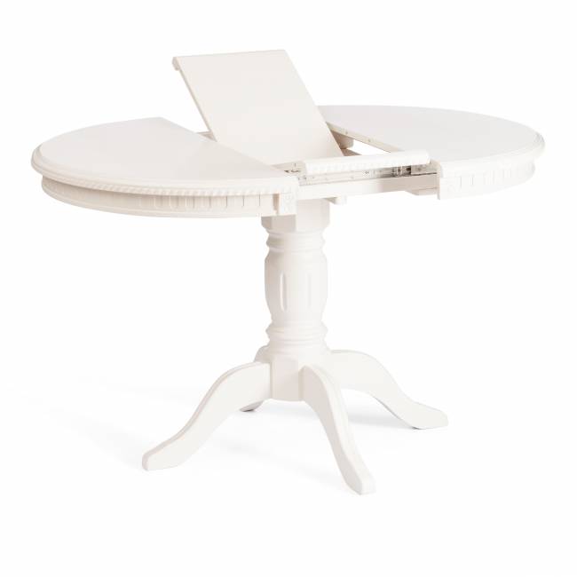 Стол STEFANO круглый бук, мдф, D90+30x77см, Ivory white Ivory white бук, мдф