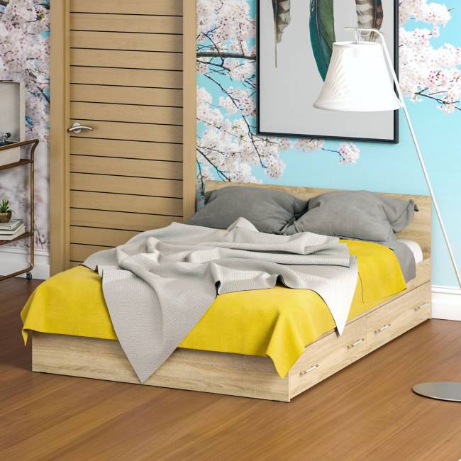 Кровать с ящиками Стандарт 1400 цвет дуб сонома Кровать с ящиками Стандарт 1400 цвет дуб сонома