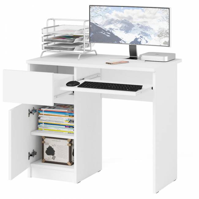 Стол компьютерный Мори МС-1 левый цвет белый Стол компьютерный Мори МС-1 левый цвет белый