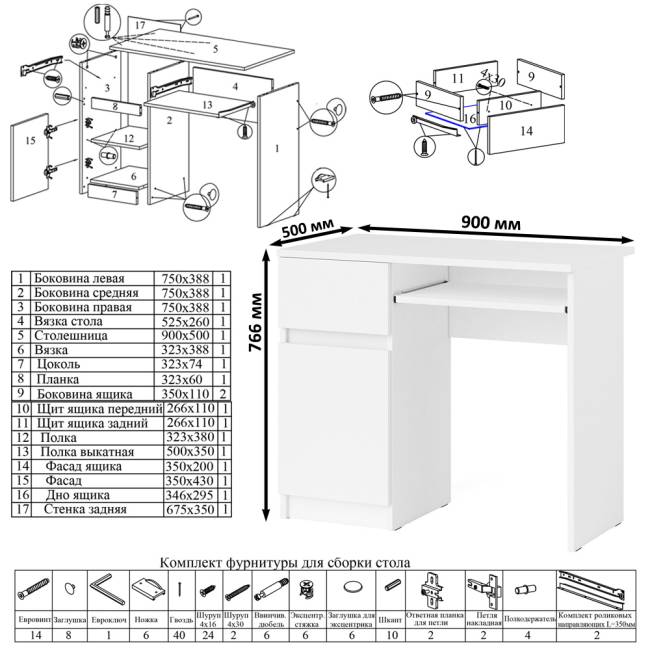 Стол компьютерный Мори МС-1 левый цвет белый Стол компьютерный Мори МС-1 левый цвет белый