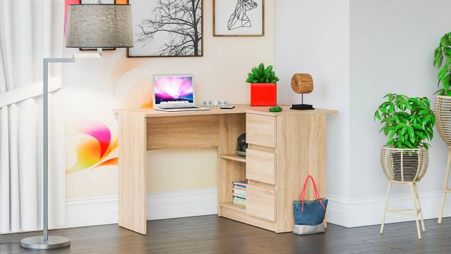 Стол компьютерный Мори МС-1 левый цвет белый Стол компьютерный Мори МС-1 левый цвет белый