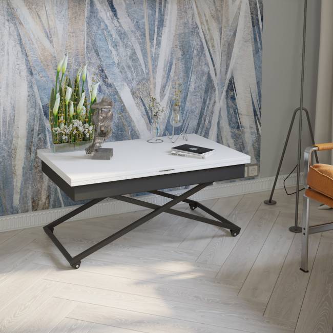 Стол универсальный трансформируемый АНДРЭ Loft ЛДСП белый/чёрный Стол универсальный трансформируемый АНДРЭ Loft ЛДСП белый/чёрный