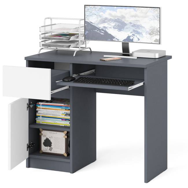 Стол компьютерный Мори МС-1 левый цвет графит/белый Стол компьютерный Мори МС-1 левый цвет графит/белый
