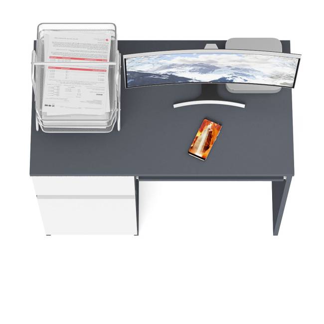 Стол компьютерный Мори МС-1 левый цвет графит/белый Стол компьютерный Мори МС-1 левый цвет графит/белый