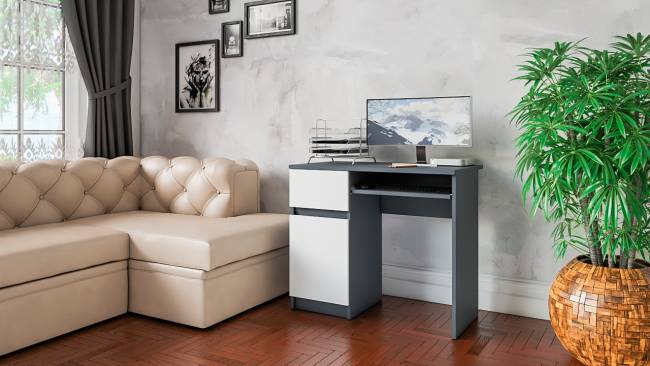 Стол компьютерный Мори МС-1 левый цвет графит/белый Стол компьютерный Мори МС-1 левый цвет графит/белый