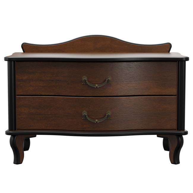 Тумбочка Джульетта широкая 2 ящика орех Л