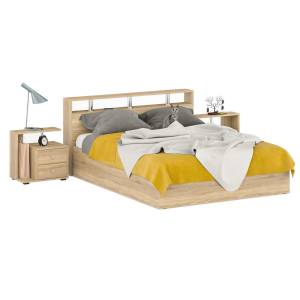 Кровать 1600 Камелия + две тумбы цвет дуб сонома