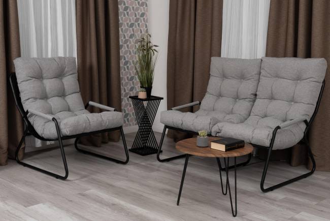 Диван Ergo/Эрго рогожка, серо-бежевый, 3M 16/2 светло-серый рогожка