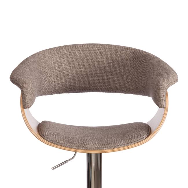 Барный стул VIMTA (mod.4021S) металл/дерево/ткань, 60х51х91,5-112,5 см, выс. сид. 61,5-82,5 см, бежевый/натур./хром, Aimcasa 5 береза, серый металл/дерево/ткань