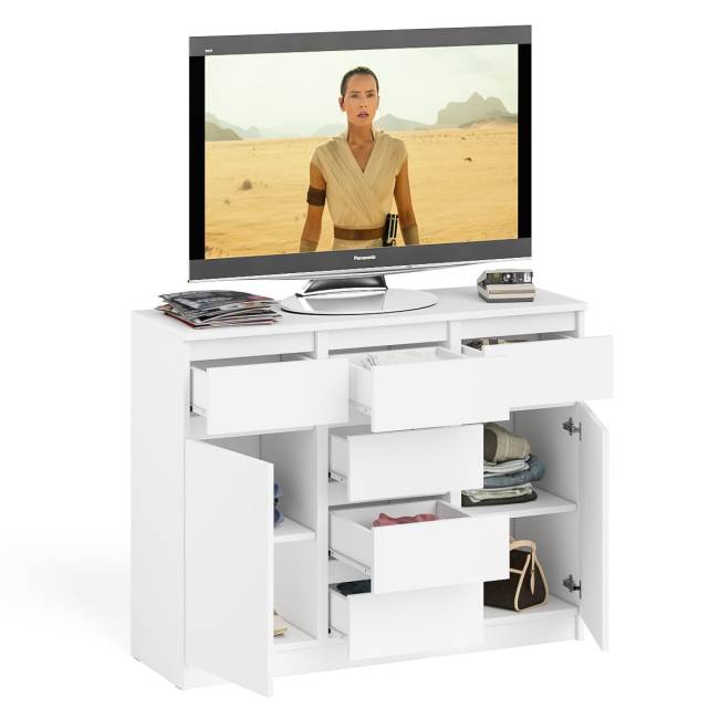 Комод с ящиками и дверками Мори МК1200.4 цвет белый Комод с ящиками и дверками Мори МК1200.4 цвет белый