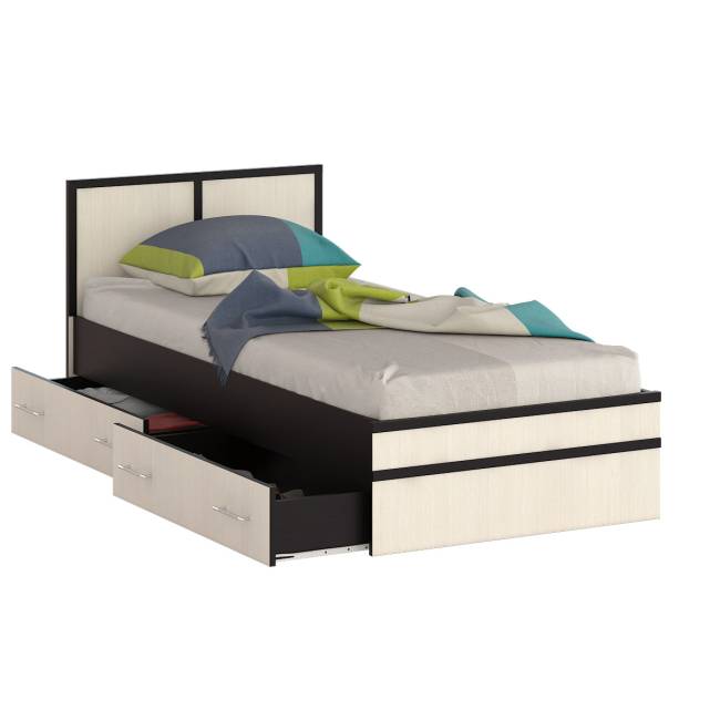 Детская кровать с ящиками Сакура цвет венге/дуб лоредо Детская кровать с ящиками Сакура цвет венге/дуб лоредо