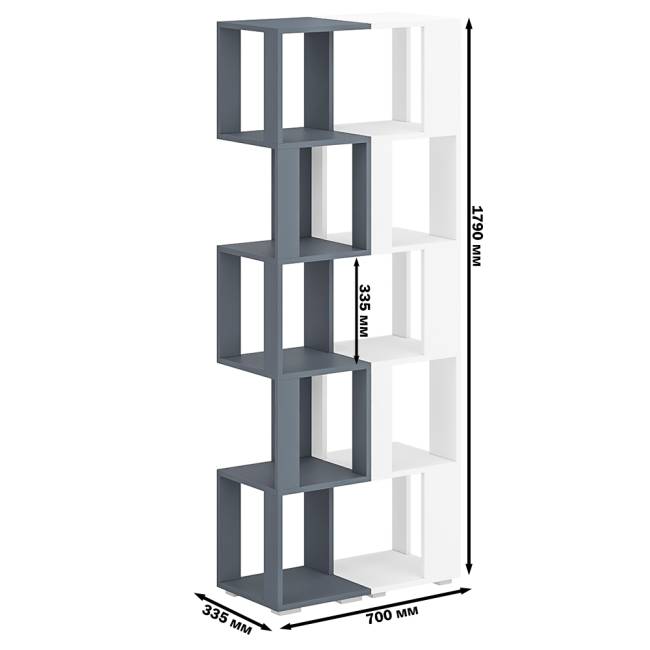 Комплект их 2-х стеллажей цвет графит/белый Комплект их 2-х стеллажей цвет графит/белый