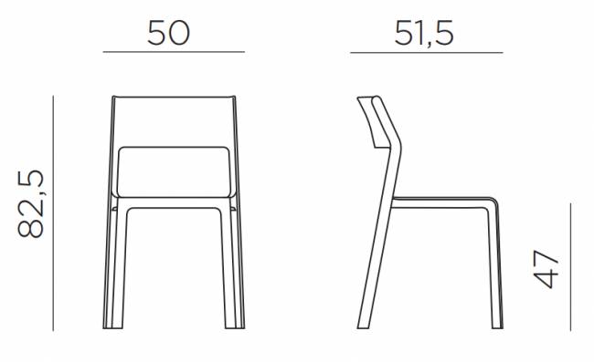 Стул пластиковый Trill Bistrot антрацит 500х515х825 мм