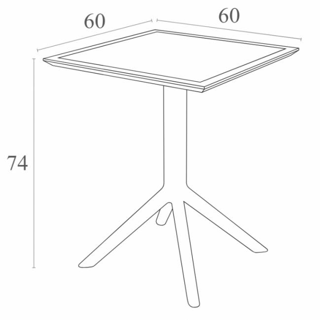 Стол пластиковый складной Sky Folding Table 60 белый 600х600х740 мм