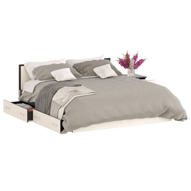 Кровать с ящиками 1800 с тумбой Сакура цвет венге/дуб лоредо