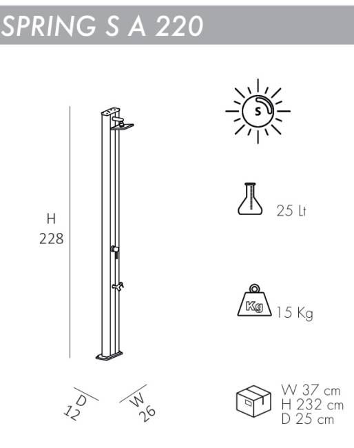Душ солнечный Spring S A 220 120х260х2280 мм Душ солнечный Spring S A 220 120х260х2280 мм