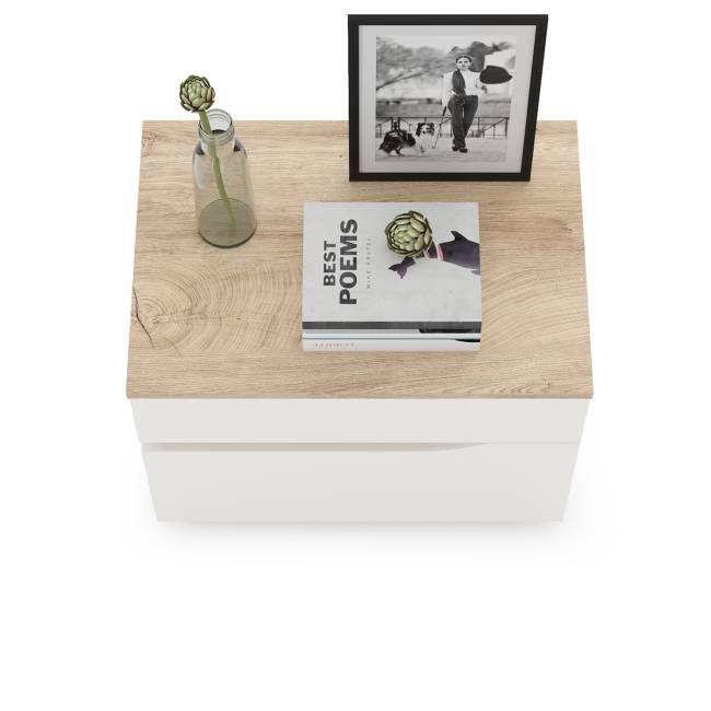 Тумба прикроватная Муссон 16.03 цвет белый/дуб эндгрейн элегантный