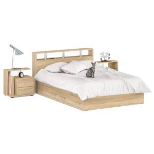 Кровать с ящиками 1400 Камелия + две тумбы цвет дуб сонома