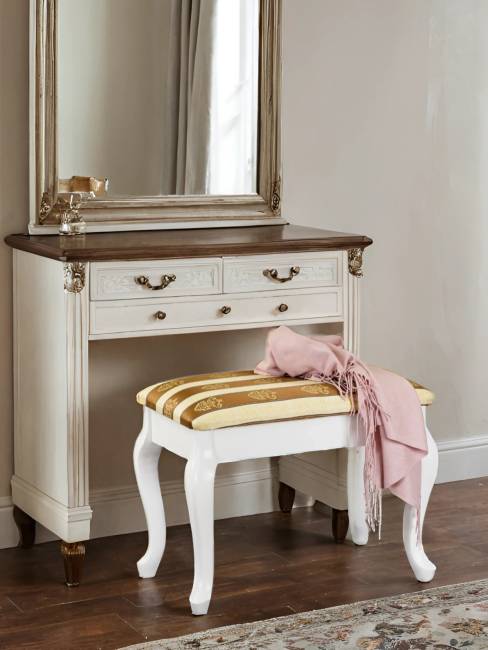 Банкетка Ретро с ящиком белый, ткань полоса коричн.