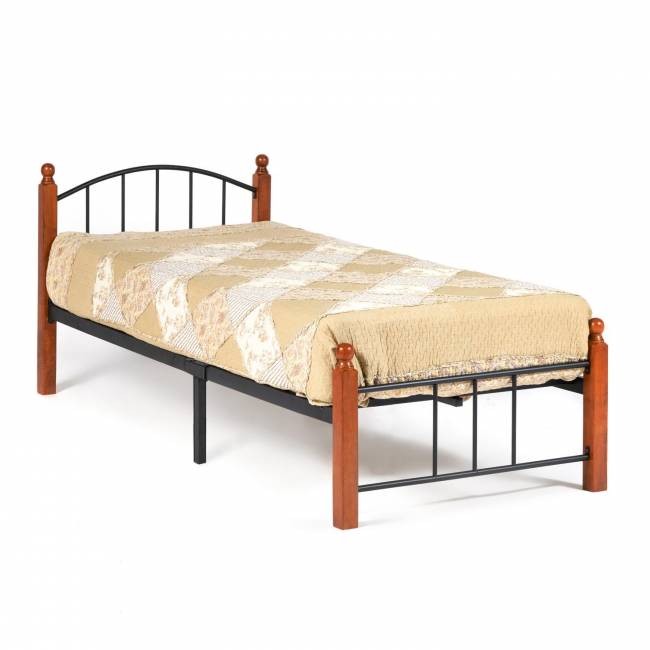 Кровать AT-915 дерево гевея/металл, 90*200 см (Single bed), красный дуб/черный красный дуб/черный дерево гевея/металл