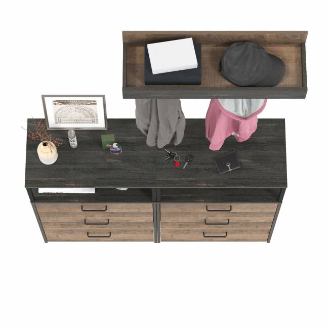 Два комода с нишей и тремя ящиками и вешалкой для одежды Трувор цвет дуб гранж песочный/интра