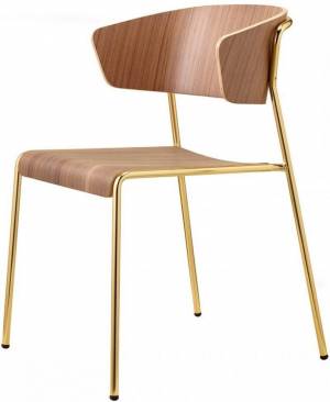 Кресло деревянное Lisa Wood сатинированная латунь, орех 510х560х770 мм