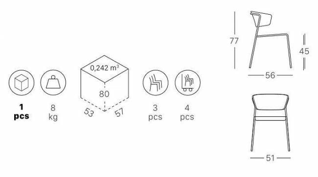 Кресло деревянное Lisa Wood хром, беленый бук 510х560х770 мм Кресло деревянное Lisa Wood хром, беленый бук 510х560х770 мм