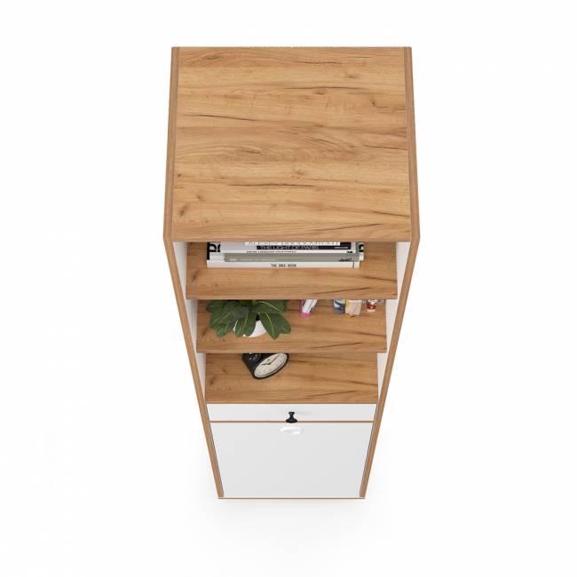 Стеллаж Вуди 13.146 цвет белый премиум/дуб крафт золотой